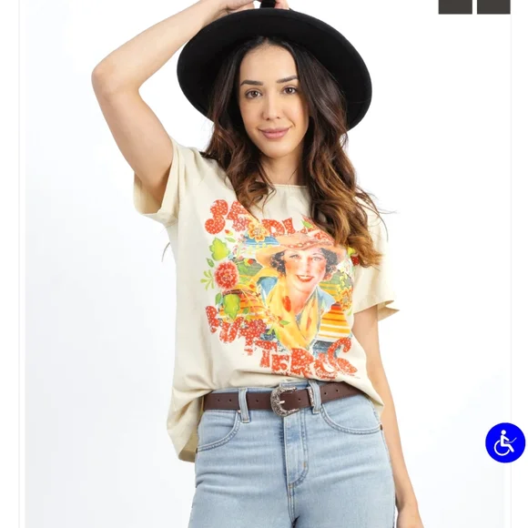 NWT Montana West American Bling rhinestone Saddle up Buttercup t shirt. Large - Picture 3 of 8